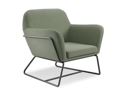 LPD Charles Sage Green Velvet Fabric Armchair
