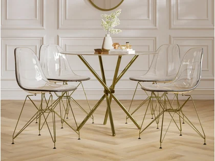 LPD Coco Set of 2 Clear and Gold Dining Chairs